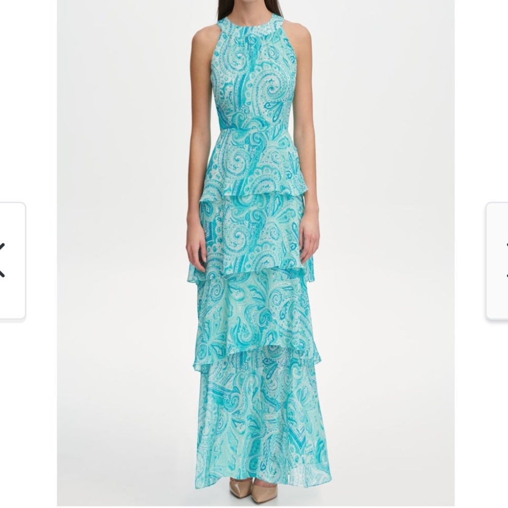 TOMMY HILFIGER Blue Sleeveless Maxi Sheath Dress